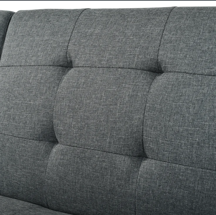 Foldable Futon Sofa Bed 146cm 5-Position Adjustable Backrest - Grey - Image 7