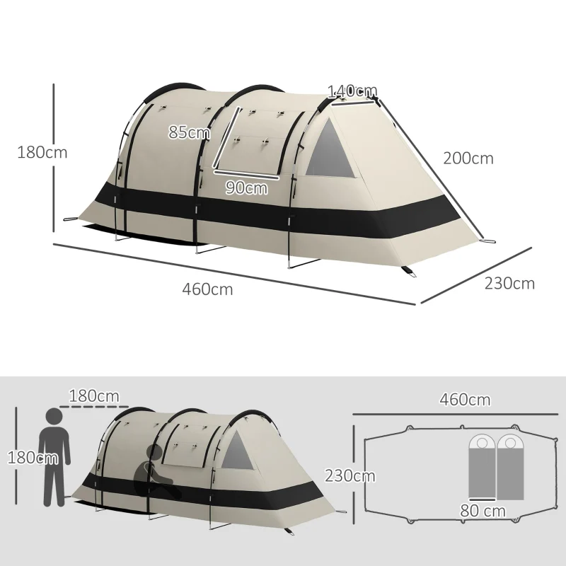Four Man Two Room Blackout Tent, Khaki - Image 3