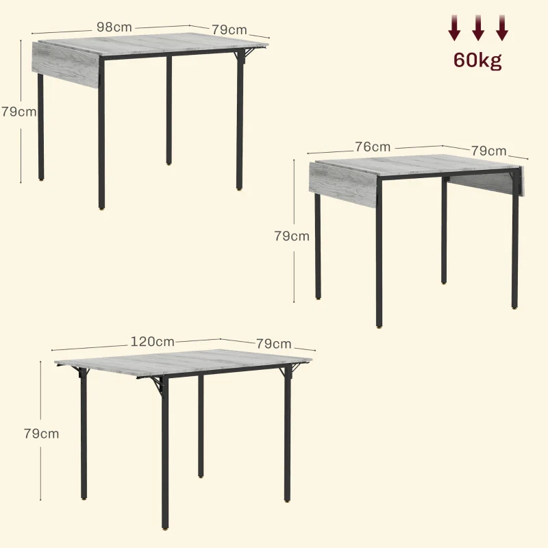 Four-Person Drop Leaf Dining Table Grey - Image 3