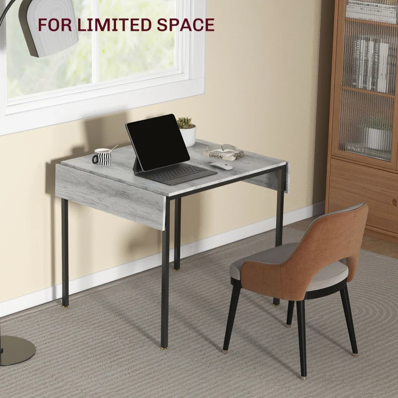 Four-Person Drop Leaf Dining Table Grey - Image 5