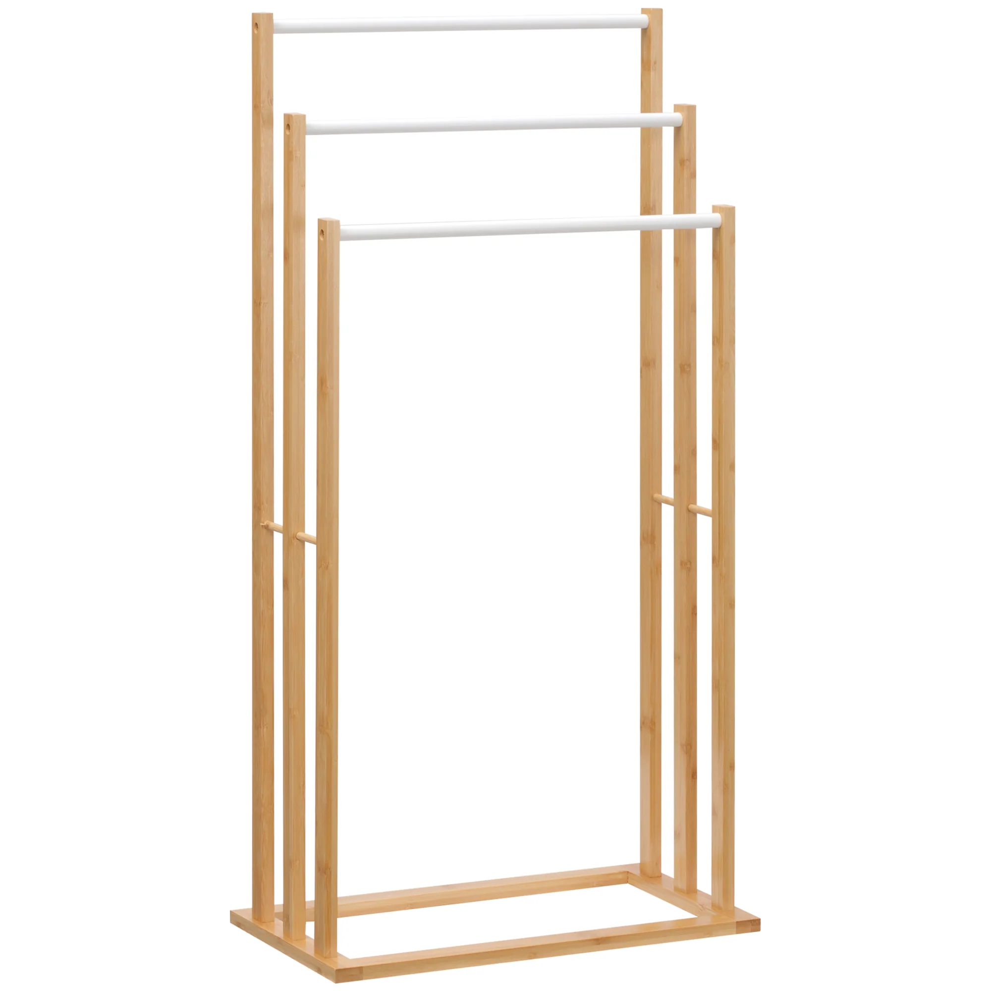 Freestanding Towel Rack 3 Bars 48x25.8x94cm Bamboo Natural - Image 2