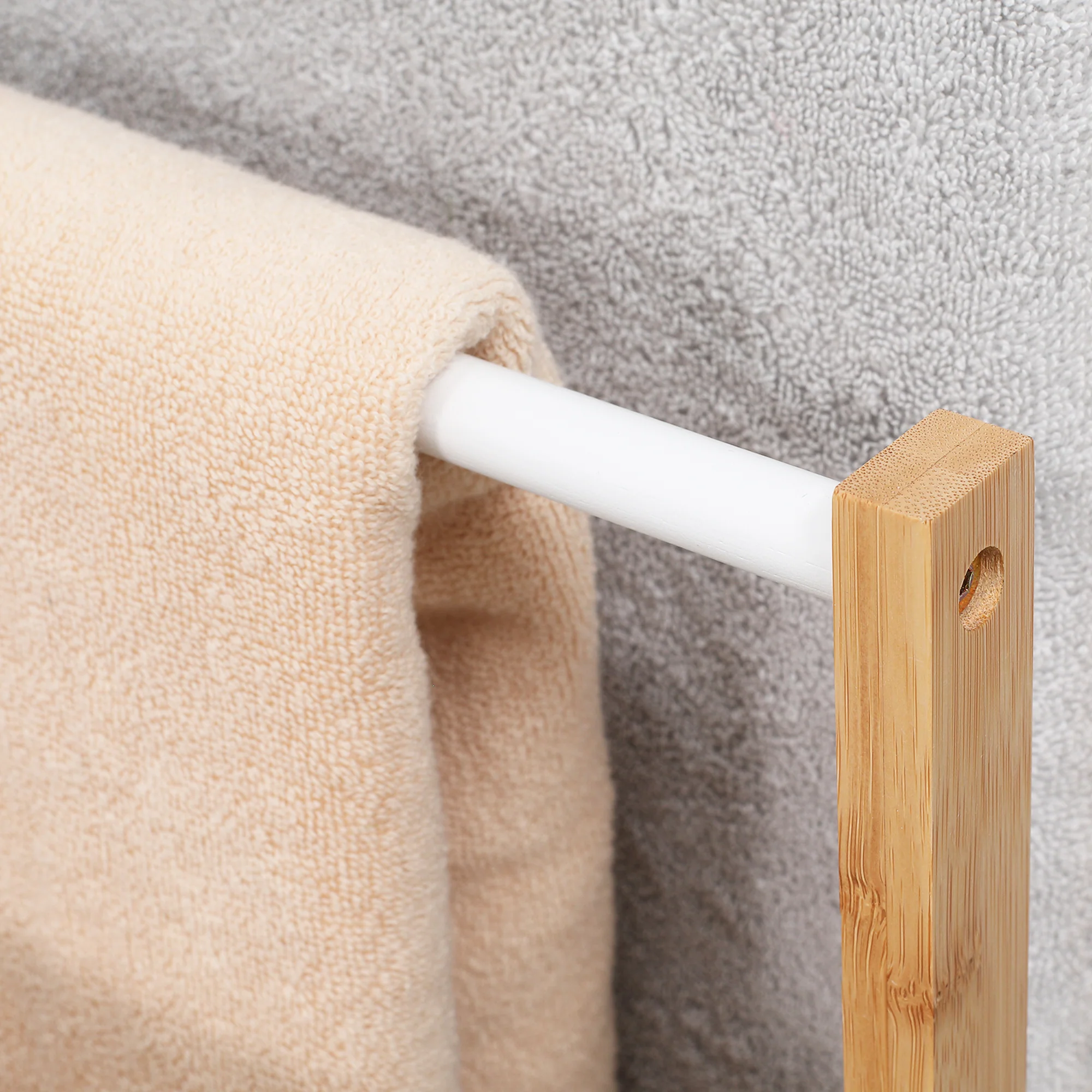 Freestanding Towel Rack 3 Bars 48x25.8x94cm Bamboo Natural - Image 8