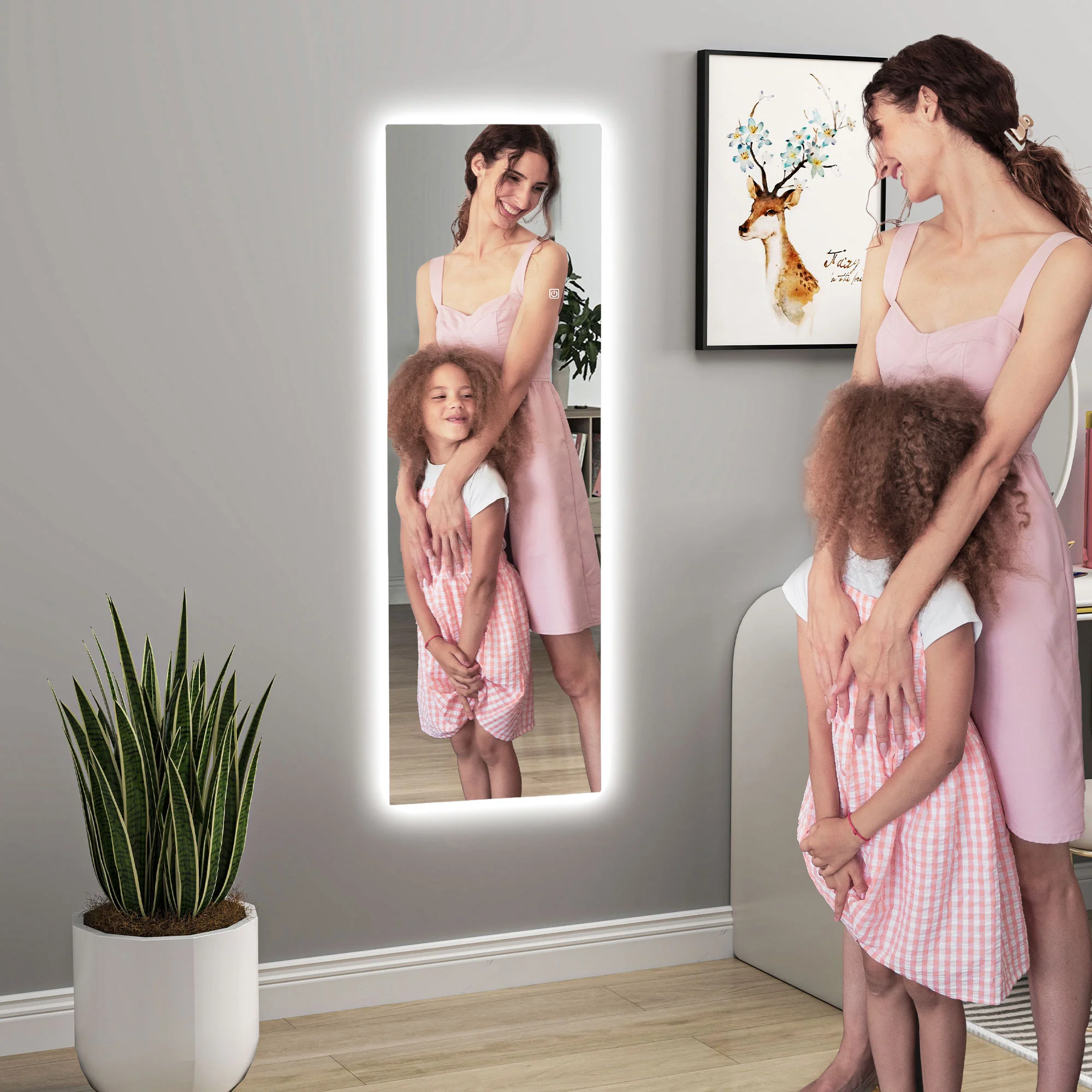 Full-Length Mirror 40x120cm Standing LED Touch Control Frameless - Image 7