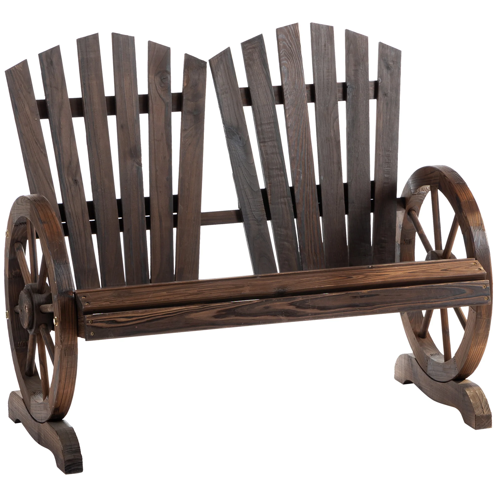 Garden Bench with Armrests, Solid Wood, Dark Brown - Image 2