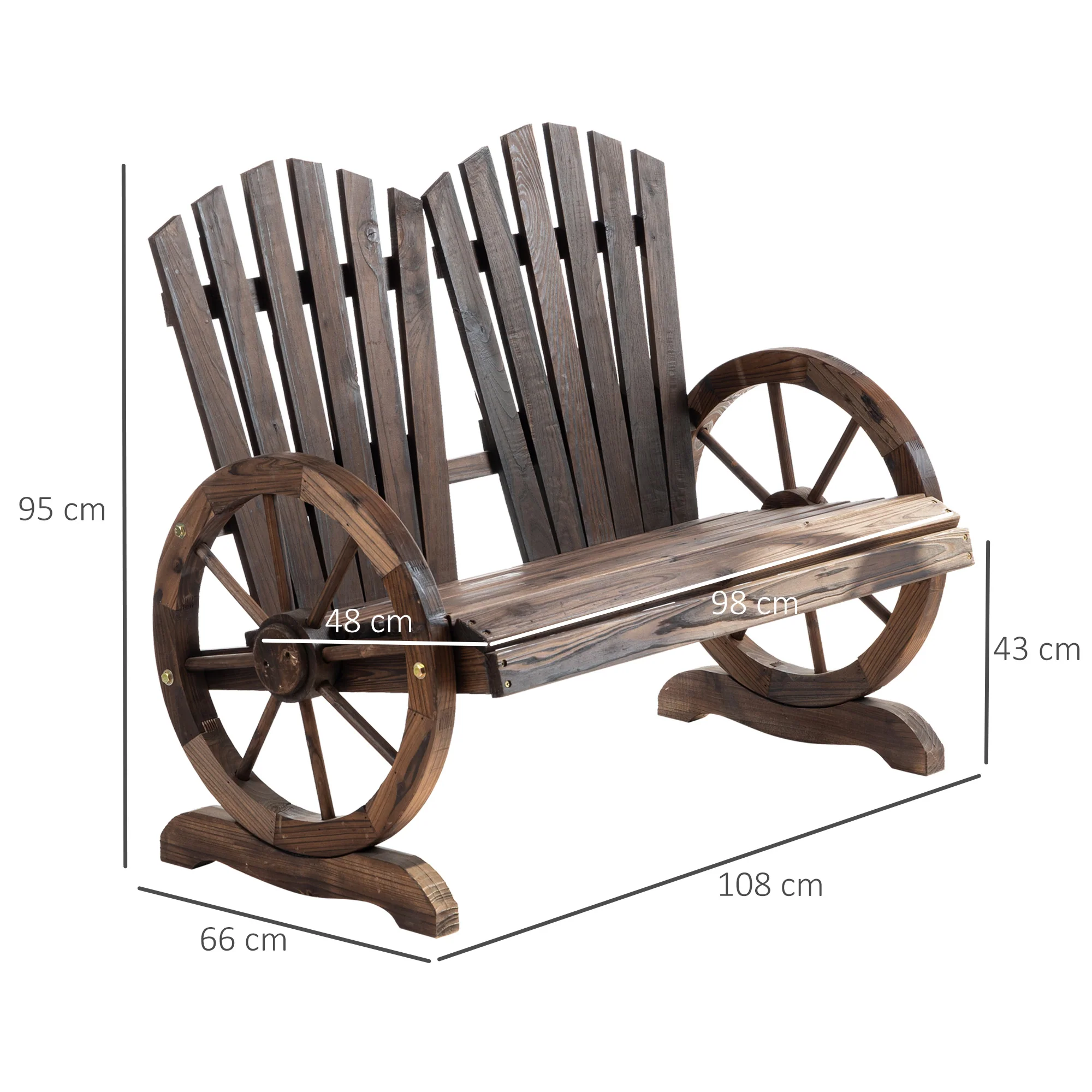 Garden Bench with Armrests, Solid Wood, Dark Brown - Image 3