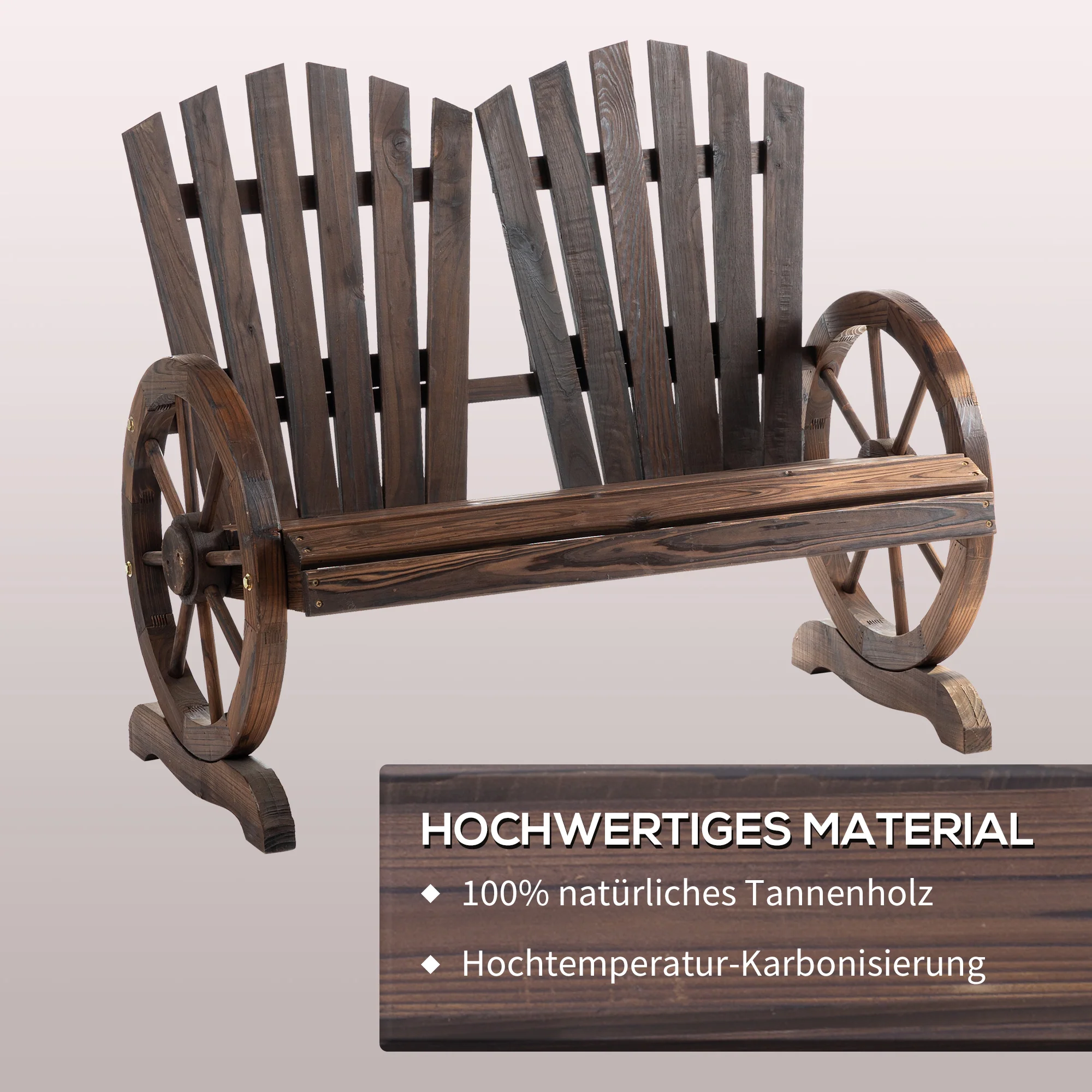 Garden Bench with Armrests, Solid Wood, Dark Brown - Image 5