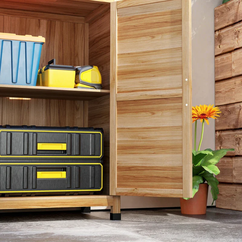 Garden Cabinet Internal Shelf Workbench 79x43x92cm - Wood Color - Image 4