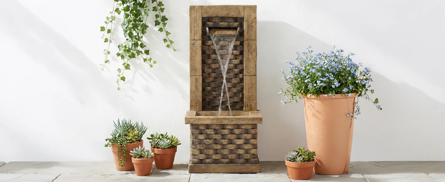 Garden Fountain with 230V Waterfall and Square Door Design, Antique Style - Image 8