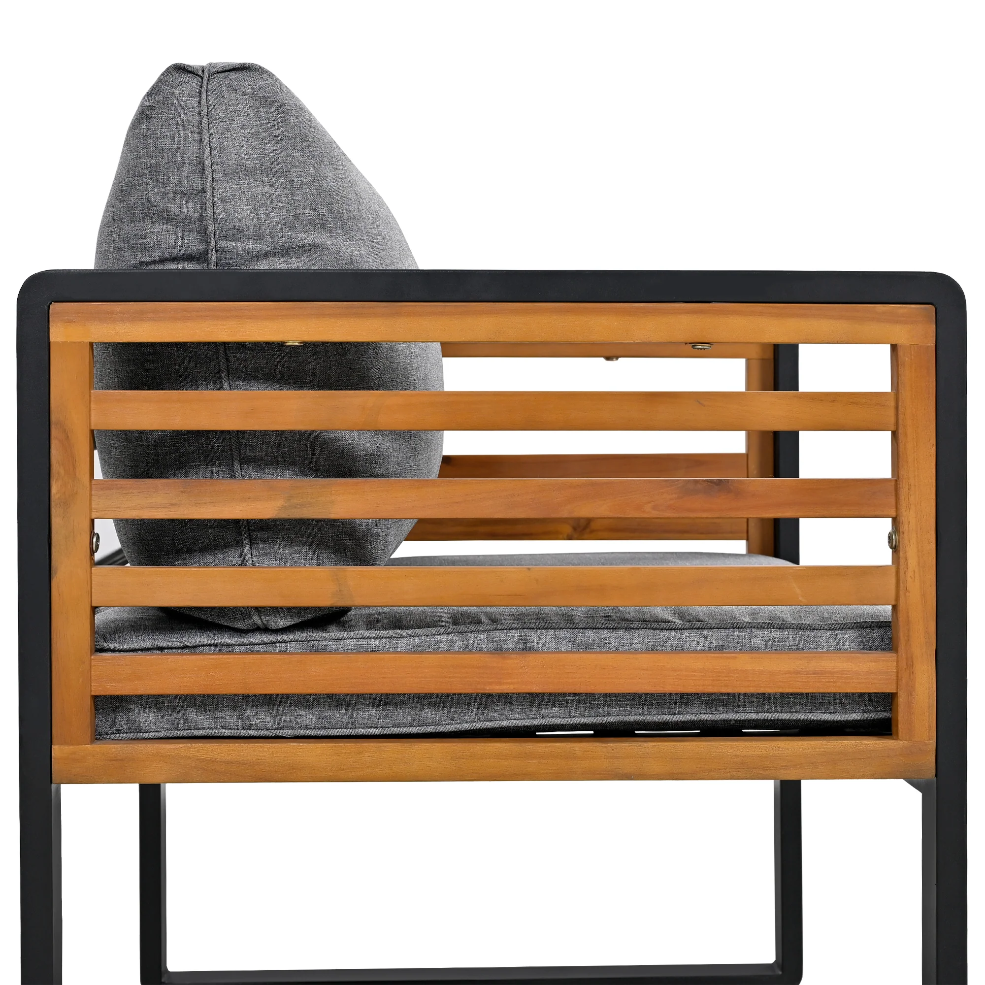 Garden Lounge Set 5-6 Seater Galvanized Iron Frame Wood Armrests - Image 9