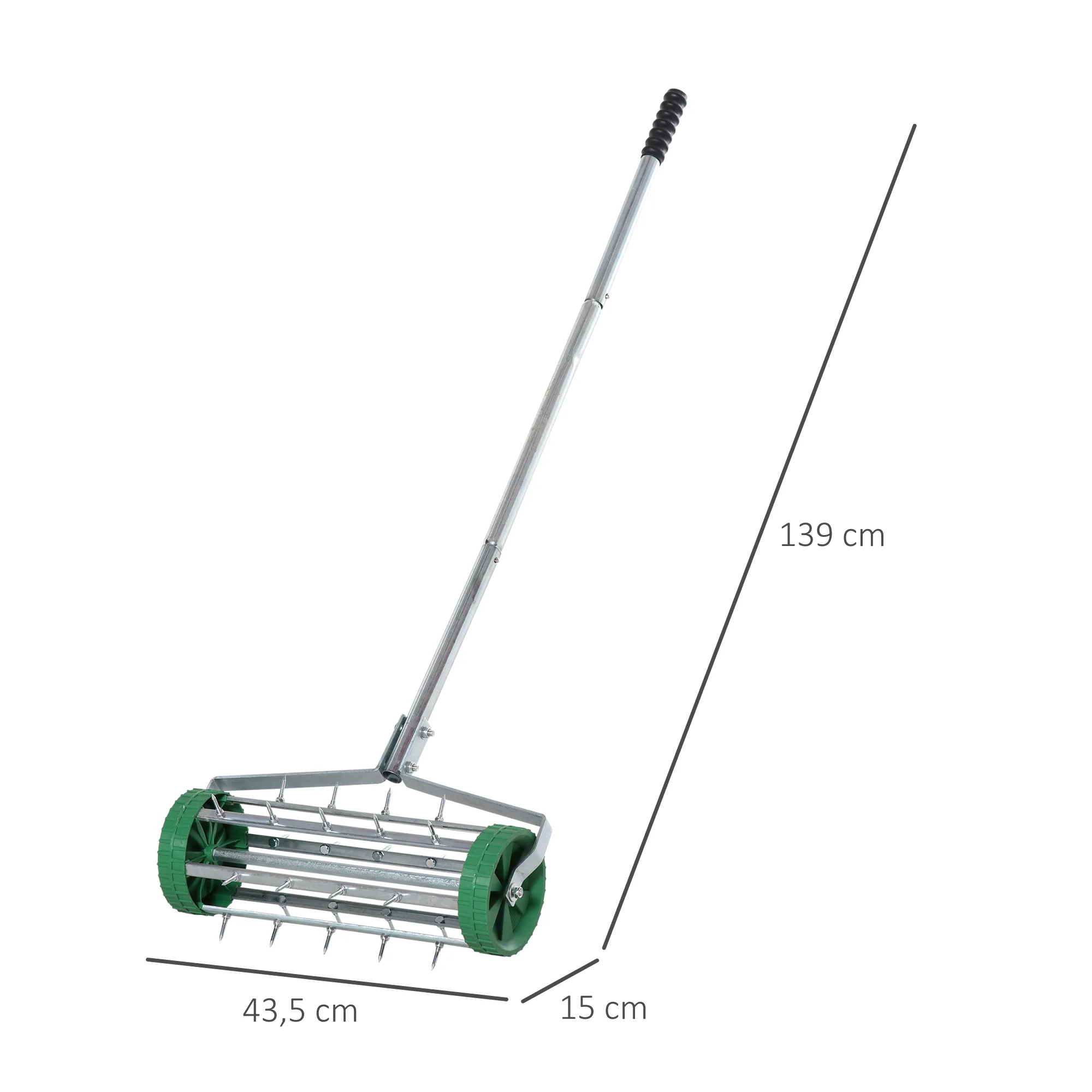 Garden Rolling Lawn Aerator, Heavy Duty Steel Grass Roller with Adjustable Handle - Image 3