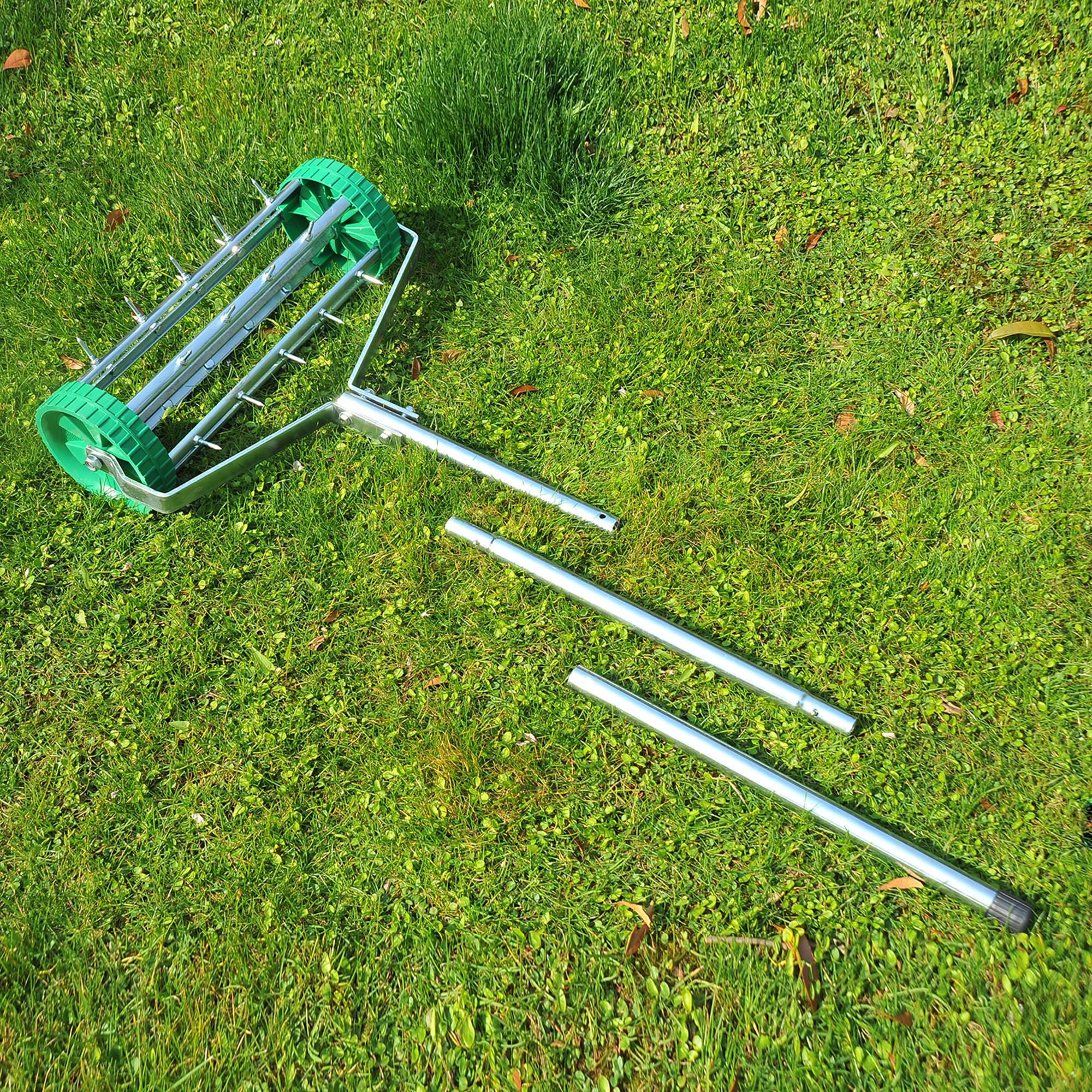 Garden Rolling Lawn Aerator, Heavy Duty Steel Grass Roller with Adjustable Handle - Image 6