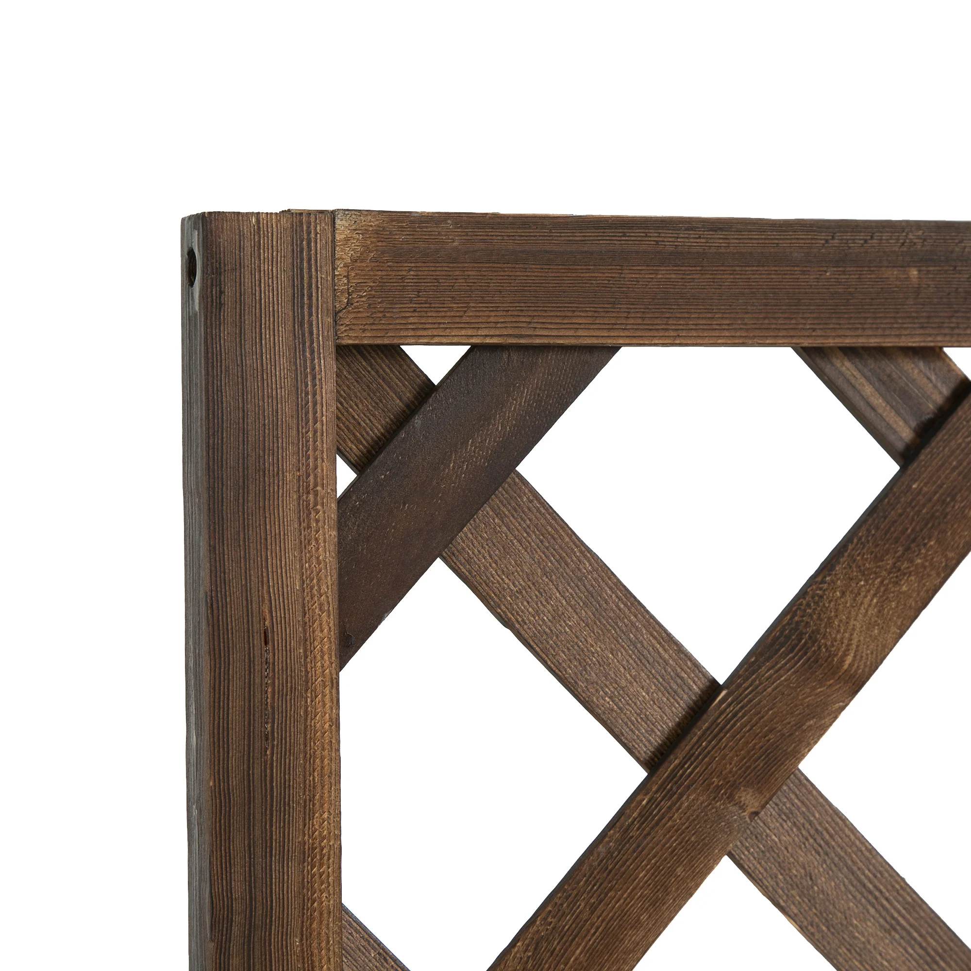 Garden Wooden Pine Trough Planter Raised Bed with Topped Trellis, 45L, for Climbing Plants, Carbonised Finish - Image 7