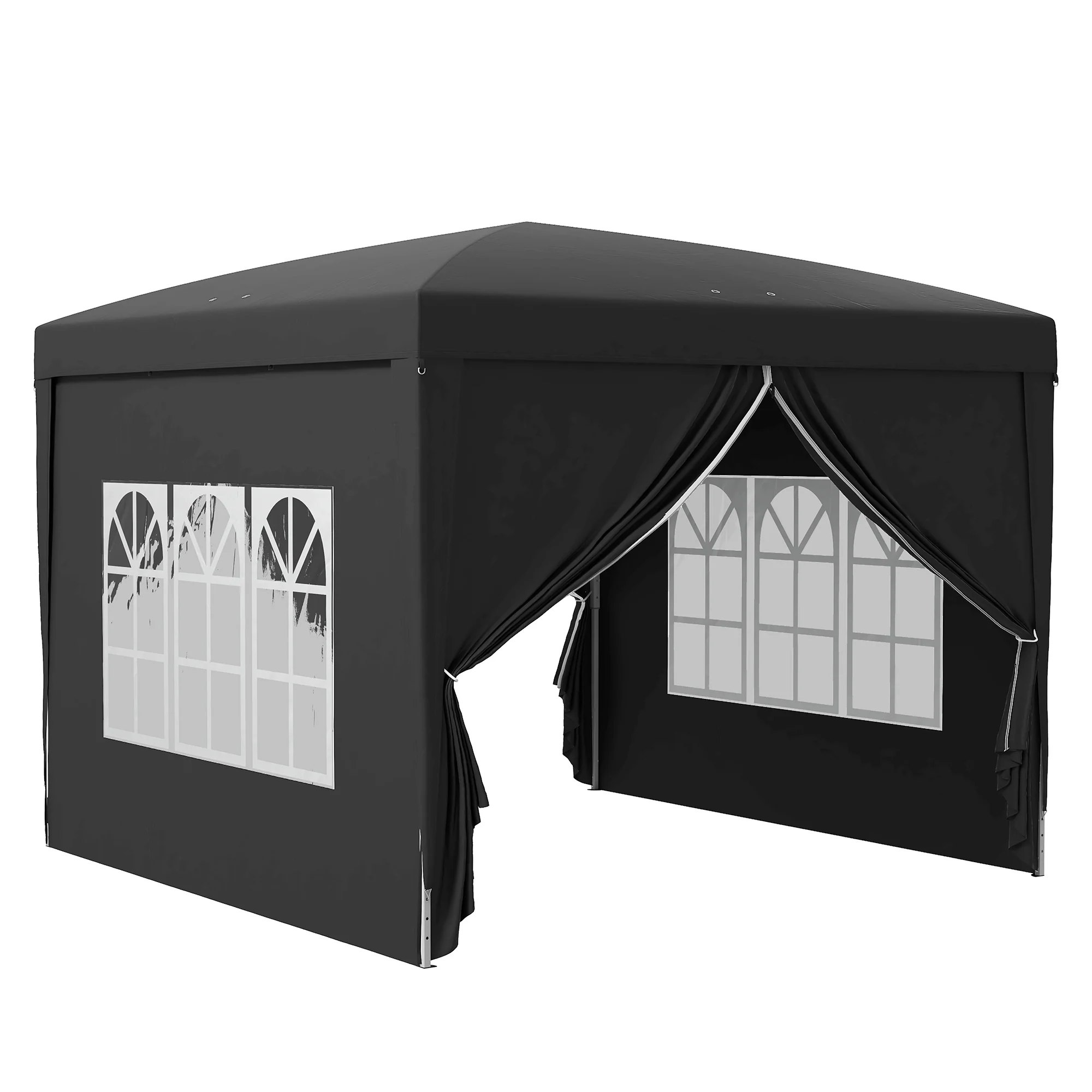 Gazebo 3x3m, Water-Repellent Pop-Up Folding, Black - Image 2