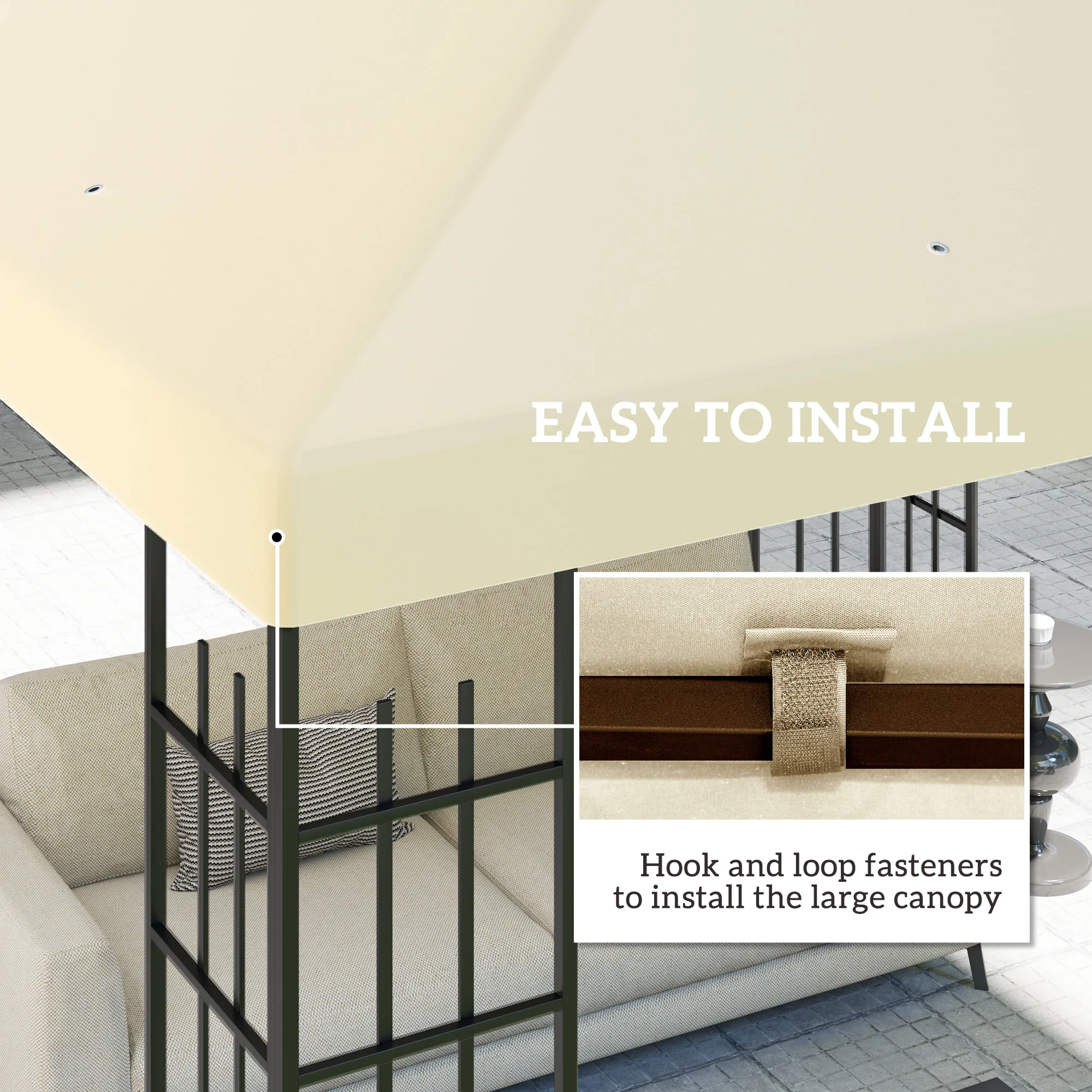Gazebo Frame Replacement, 3 x 3(m), Cream - Image 5