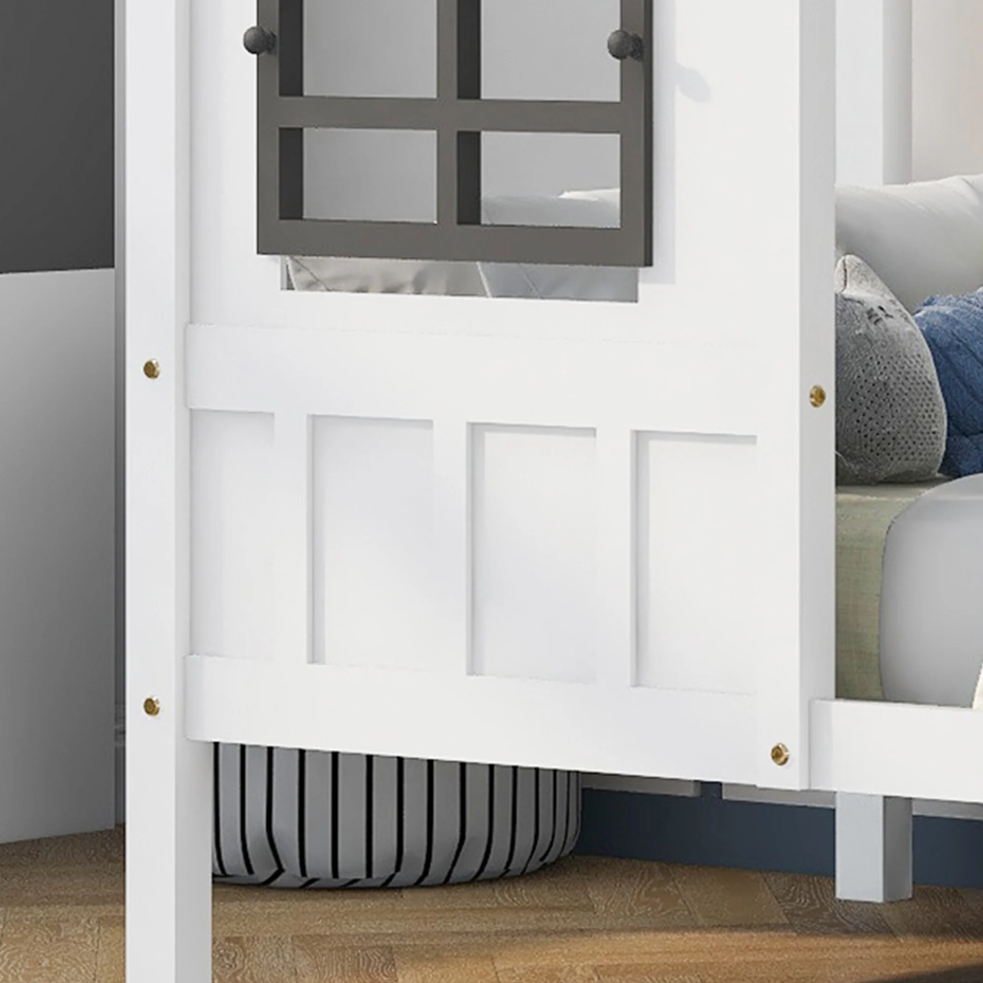 House Bed, Single Day Children's Bed with 2 Windows, Pine MDF, White - Image 10