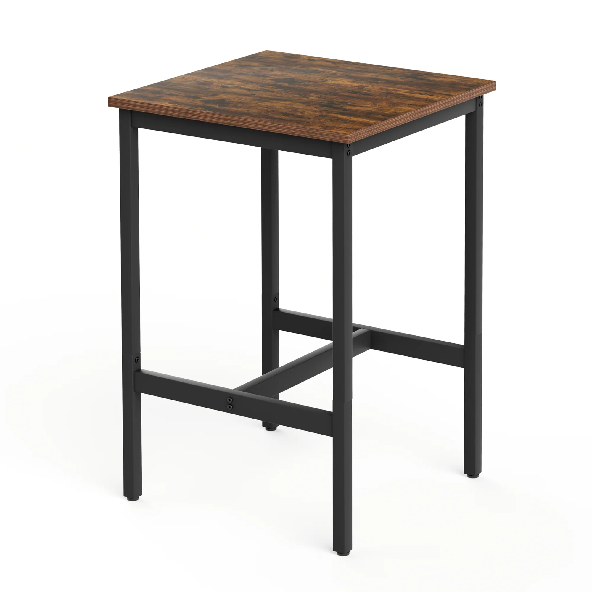 Industrial Bar Table and Stool Set with 2 Chairs and Metal Frame, Rustic Brown - Image 8