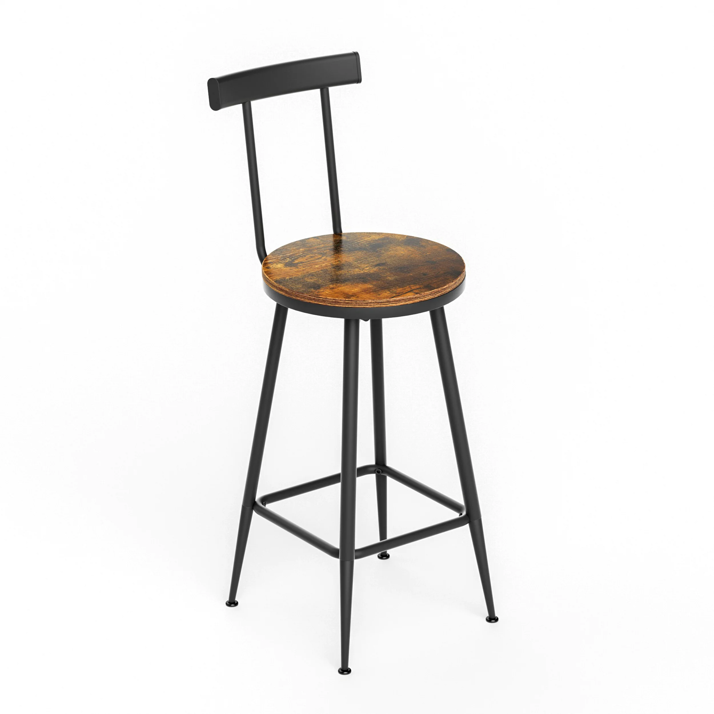Industrial Bar Table and Stool Set with 2 Chairs and Metal Frame, Rustic Brown - Image 9