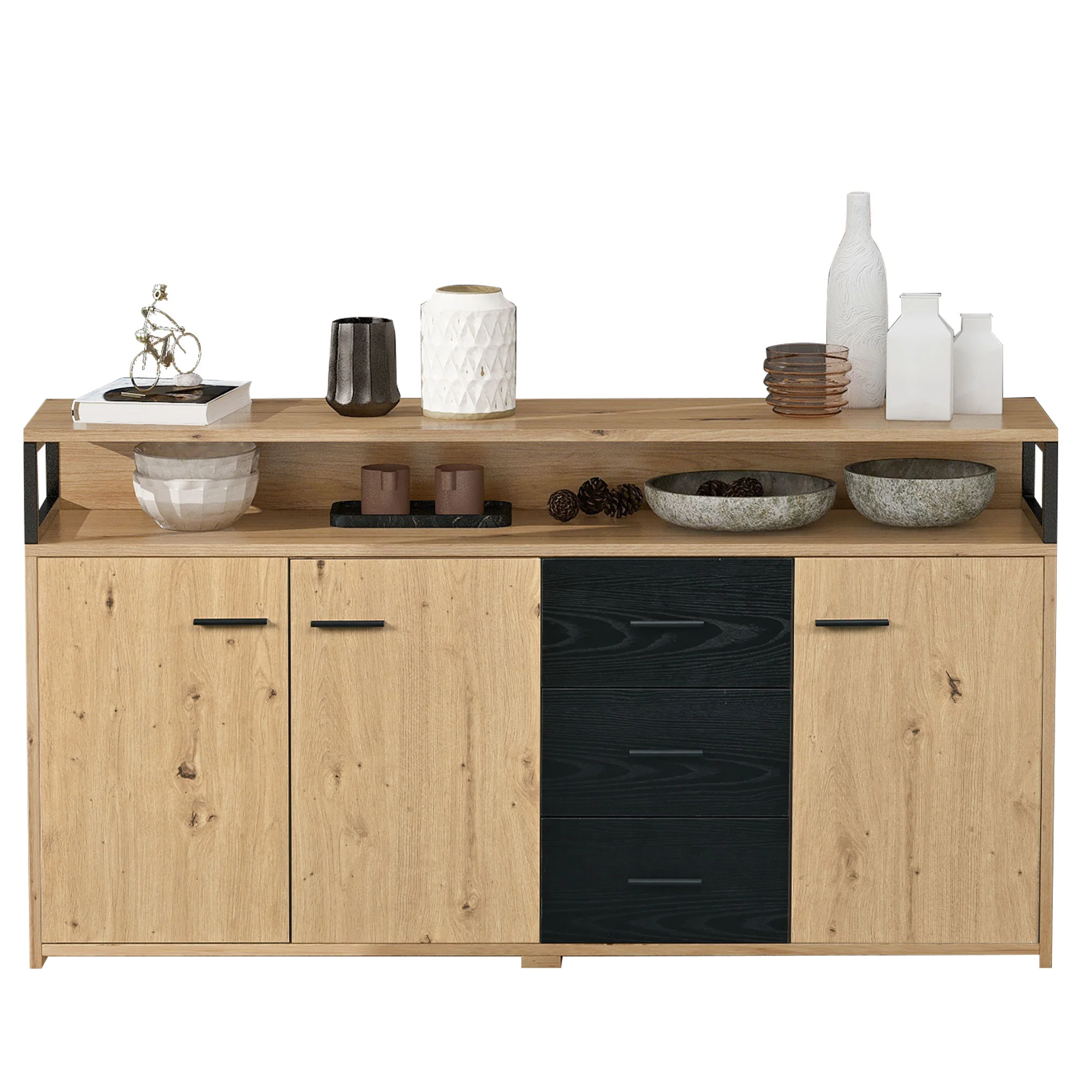 Industrial Sideboard, 3 Doors 3 Drawers, Metal Handles - Image 10
