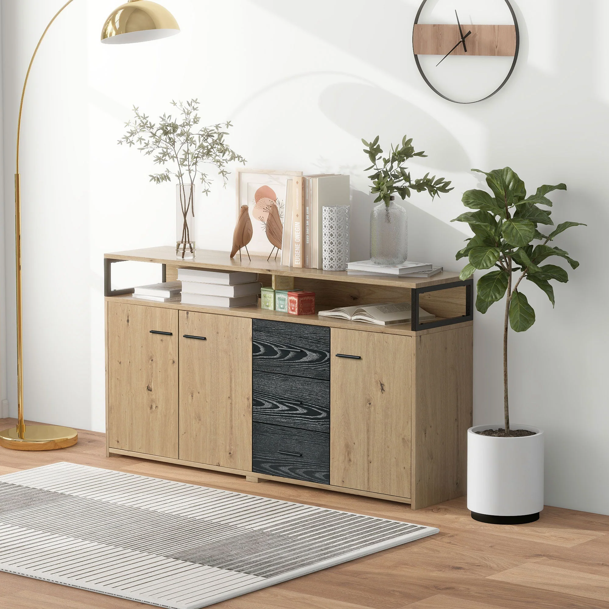 Industrial Sideboard, 3 Doors 3 Drawers, Metal Handles - Image 6