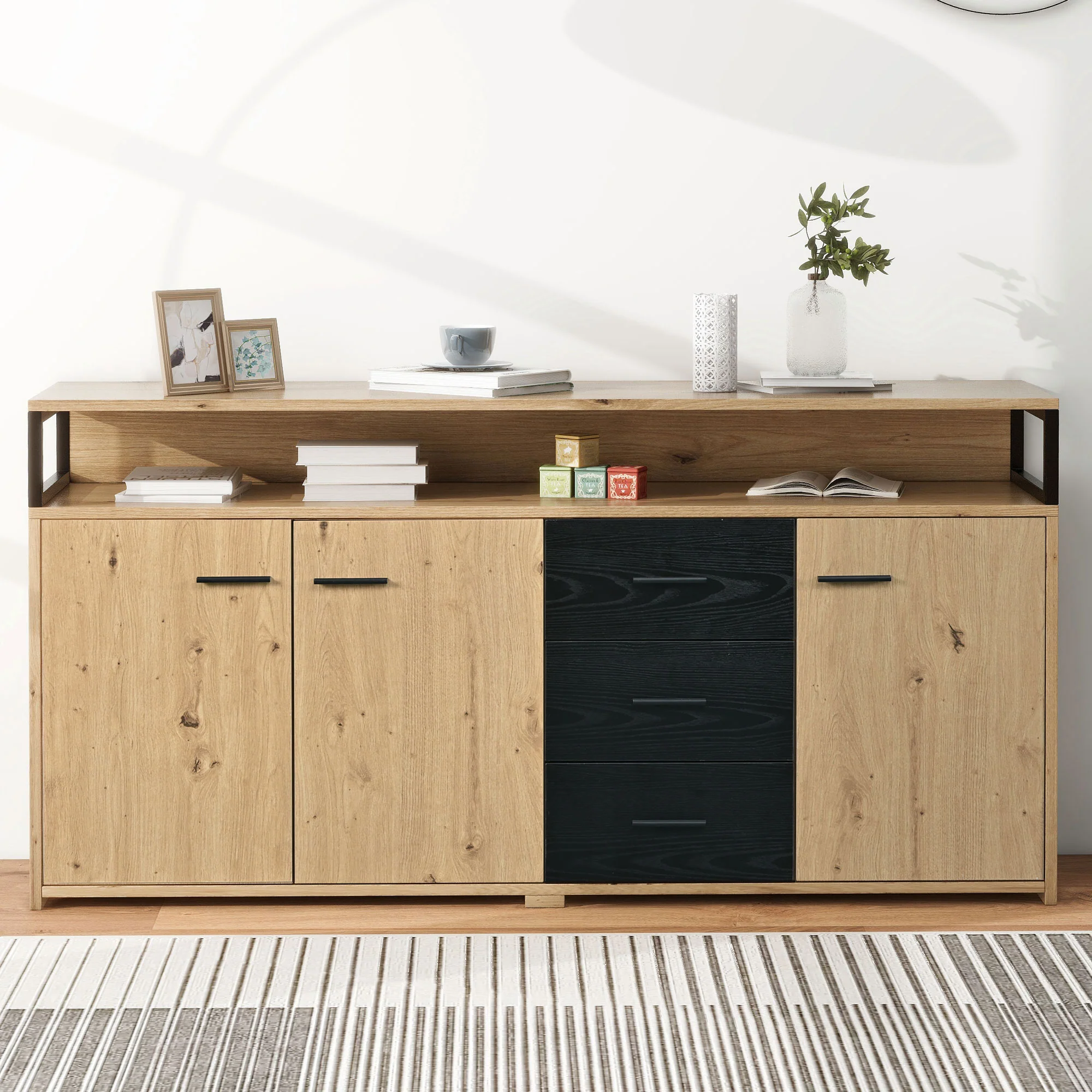 Industrial Sideboard, 3 Doors 3 Drawers, Metal Handles - Image 8