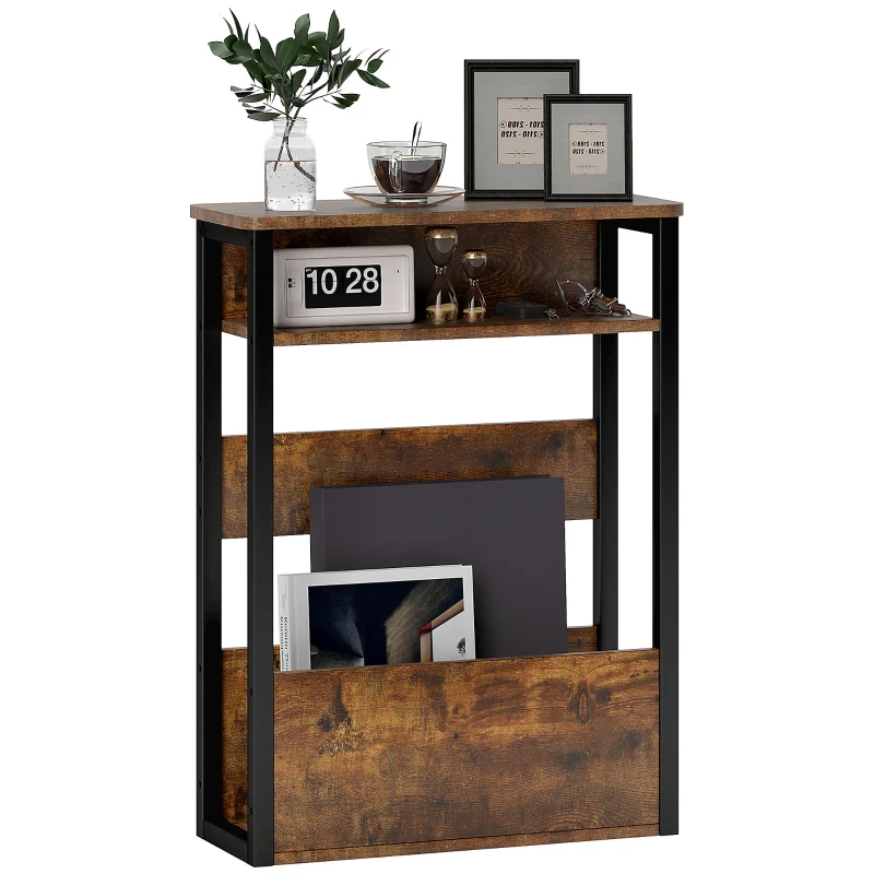 Industrial-Style Side Table Black/Brown - Image 2