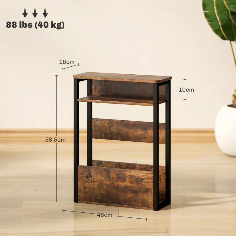 Industrial-Style Side Table Black/Brown - Image 3