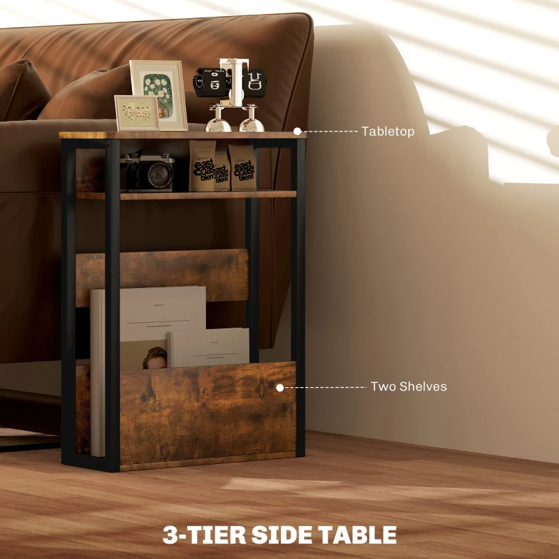 Industrial-Style Side Table Black/Brown - Image 4
