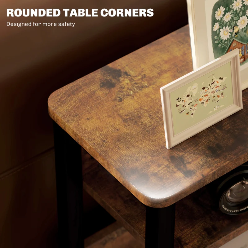 Industrial-Style Side Table Black/Brown - Image 5