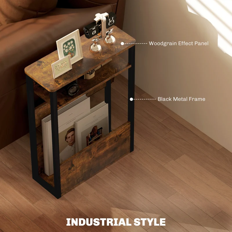 Industrial-Style Side Table Black/Brown - Image 7