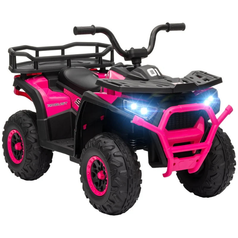 Kids Electric Ride on ATV, 12V Battery-Powered Quad Bike with Spring Suspension, Pink - Image 2