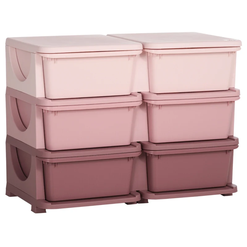 Kids Storage Unit Six Drawers Pink - Image 2