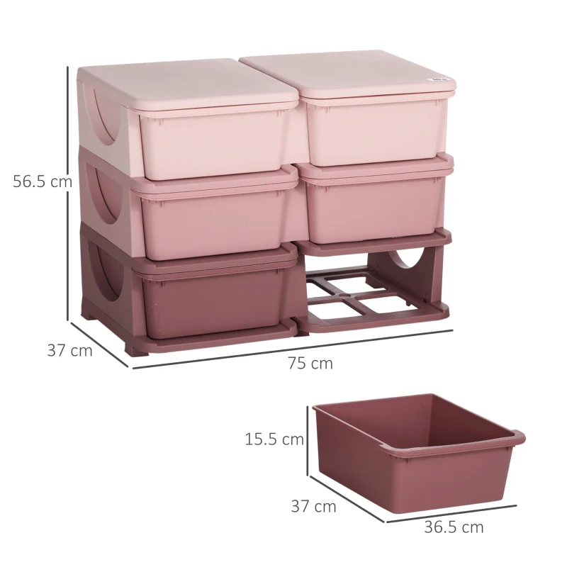 Kids Storage Unit Six Drawers Pink - Image 3