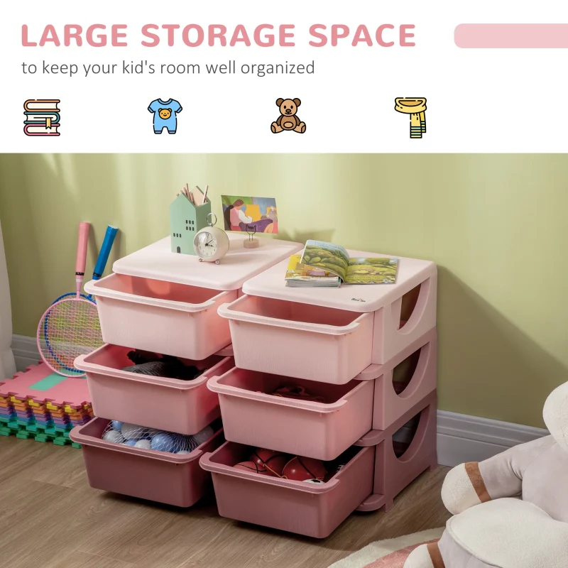 Kids Storage Unit Six Drawers Pink - Image 4