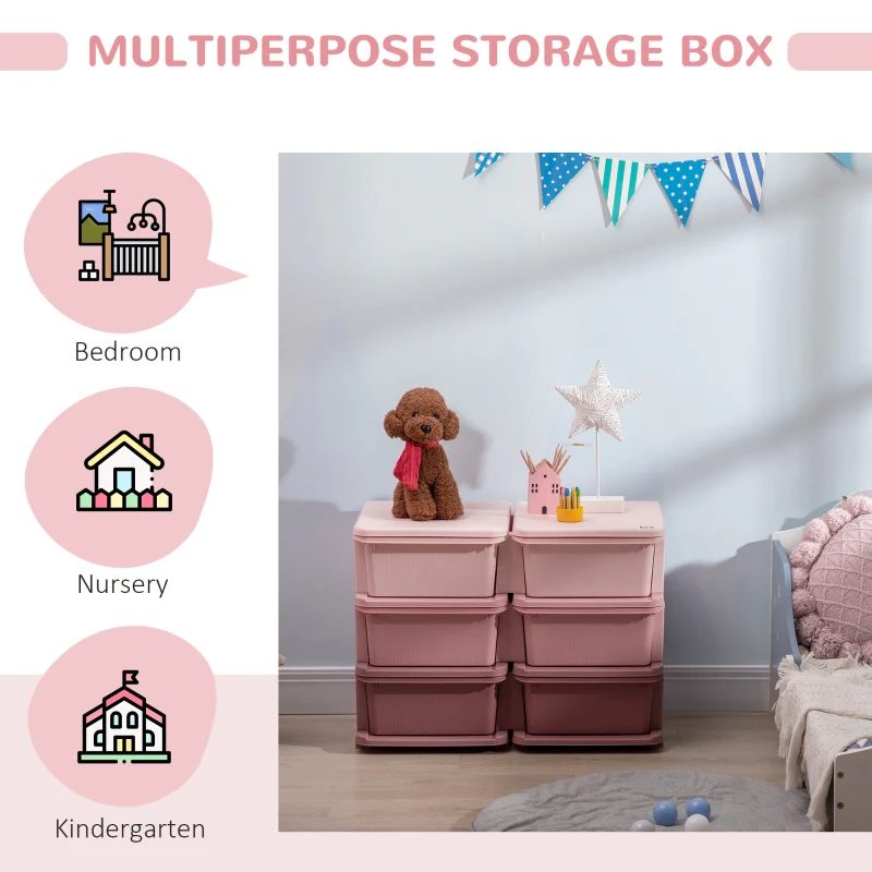 Kids Storage Unit Six Drawers Pink - Image 5