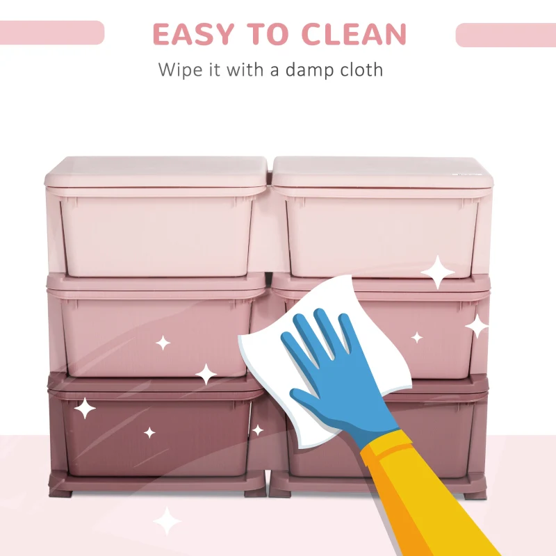 Kids Storage Unit Six Drawers Pink - Image 6