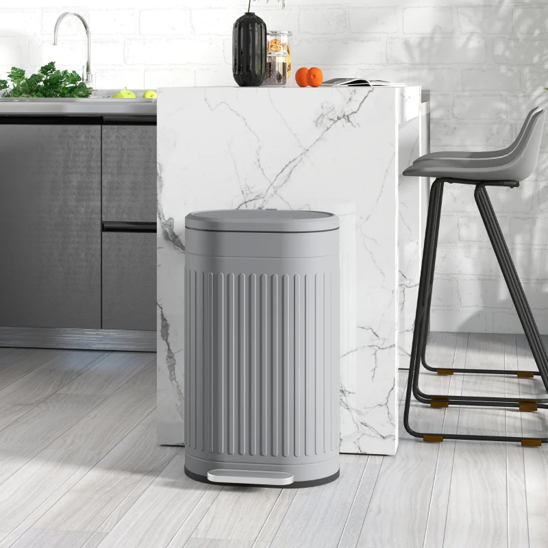 Kitchen Bin 30L Soft-Close Lid, Metal Grey - Image 2