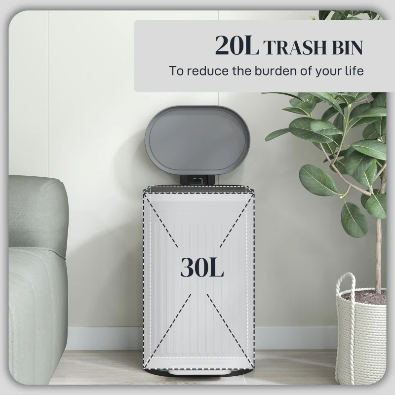 Kitchen Bin 30L Soft-Close Lid, Metal Grey - Image 4