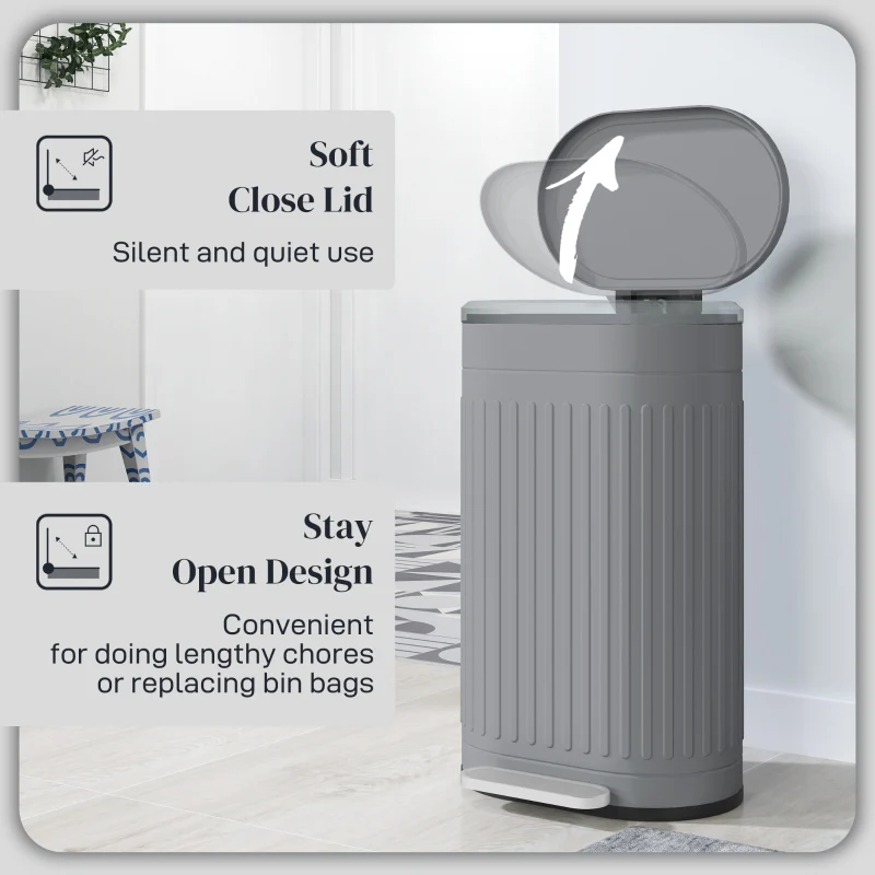 Kitchen Bin 30L Soft-Close Lid, Metal Grey - Image 5