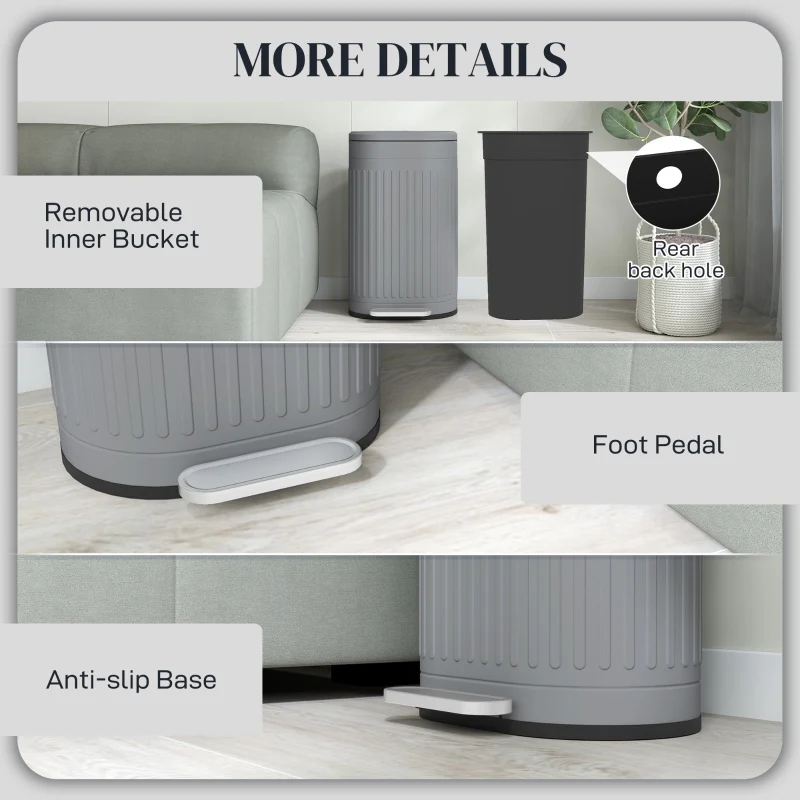 Kitchen Bin 30L Soft-Close Lid, Metal Grey - Image 7