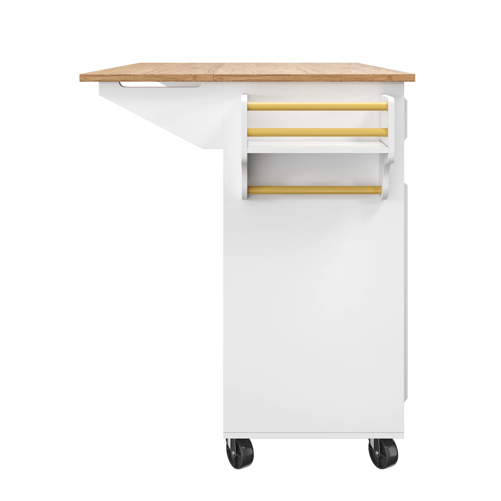 Kitchen Island Multifunctional Dining Table Removable Trolley Storage - White - Image 5