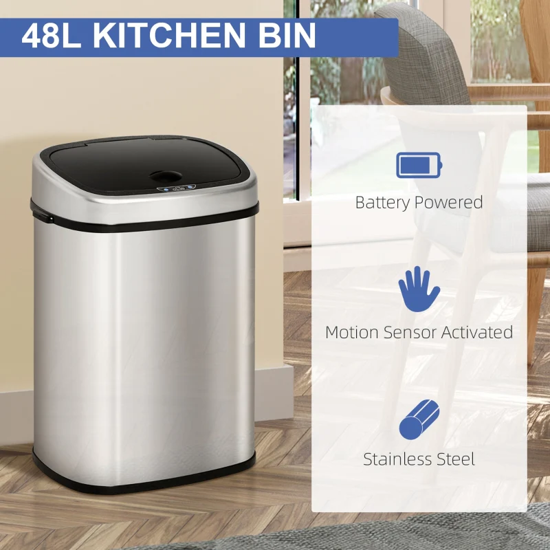 Kitchen Sensor Dustbin Automatic Touchless 48L Stainless Steel Silver - Image 4