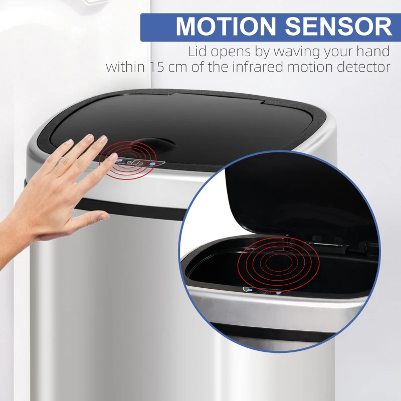 Kitchen Sensor Dustbin Automatic Touchless 48L Stainless Steel Silver - Image 5