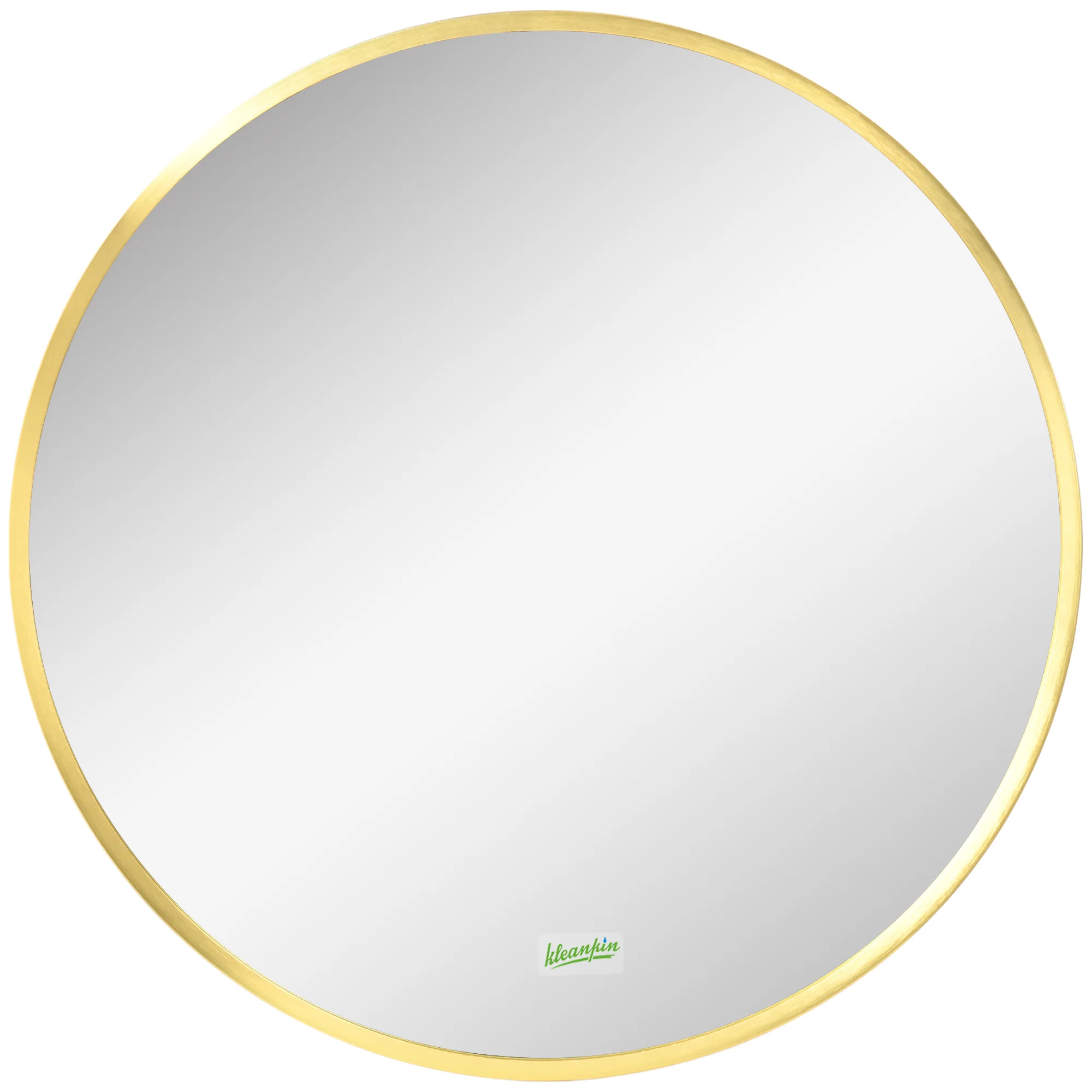 kleankin Round Wall Mirror for Bathroom, Bedroom, Hallway, Gold Metal Frame - Image 2