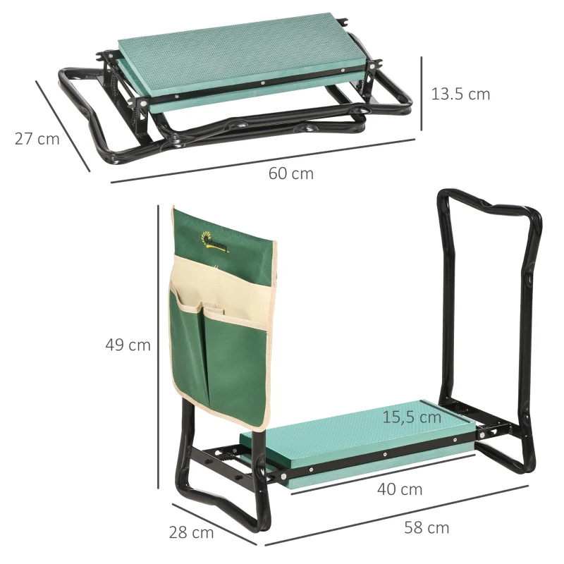 Kneeling Bench Foldable 2-in-1 Garden Stool Tool Bag - EVA Foam - Image 4