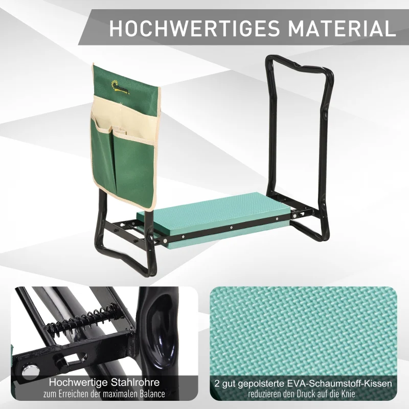 Kneeling Bench Foldable 2-in-1 Garden Stool Tool Bag - EVA Foam - Image 5