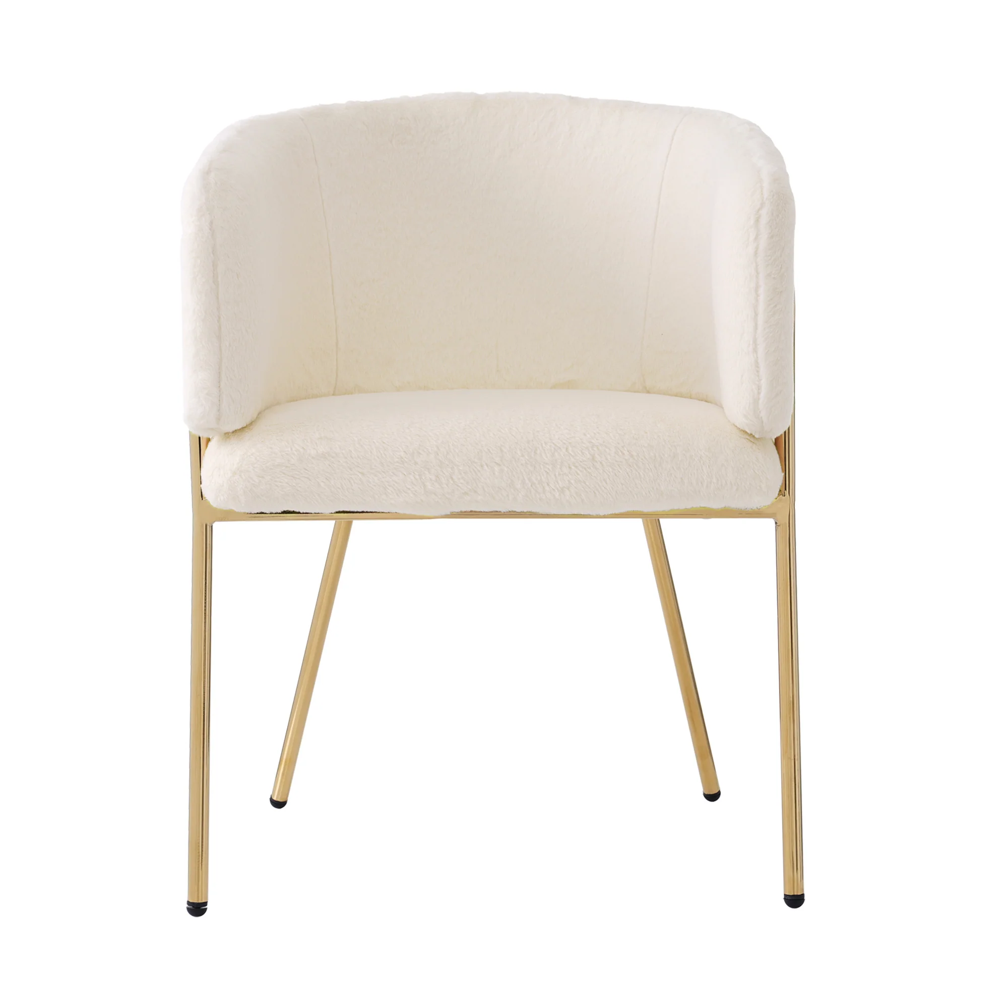 Leisure Chair, Single Dressing Dining Chair with 4 Metal Legs, Imitation Rabbit Down Beige - Image 8