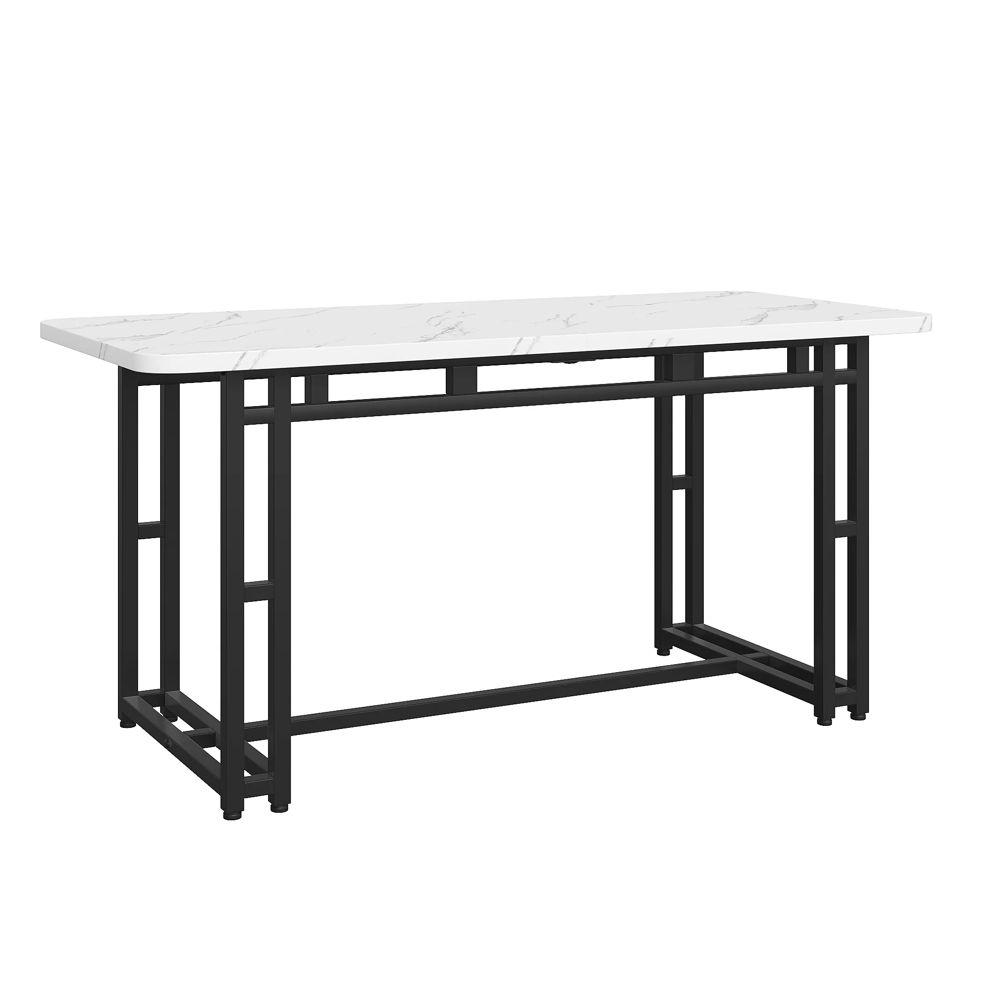 Lightweight Luxury Dining Table, 140x80cm Rectangular Metal Frame, Black - Image 5