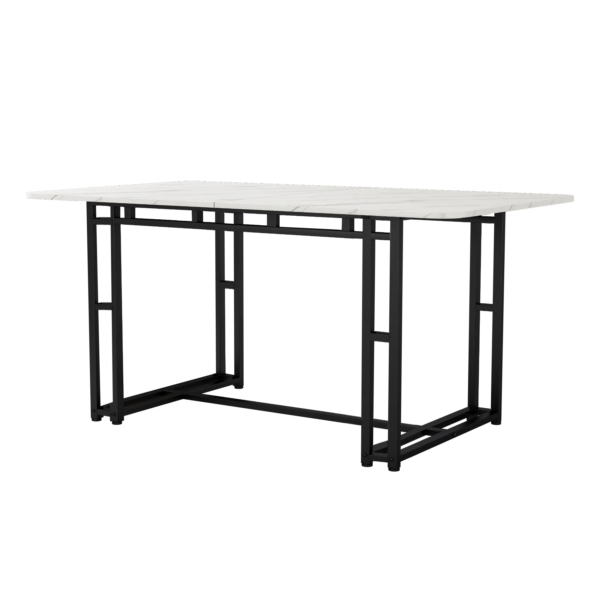 Lightweight Luxury Dining Table, 140x80cm Rectangular Metal Frame, Black - Image 6