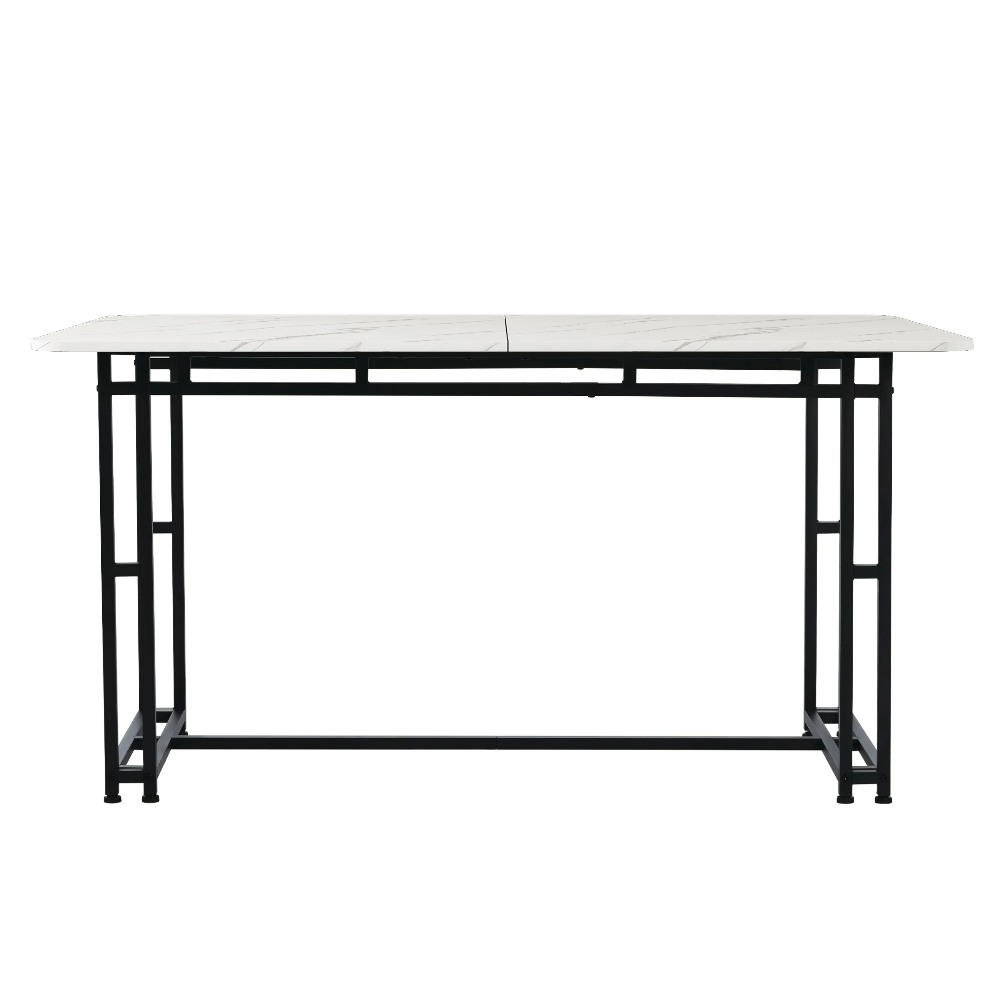 Lightweight Luxury Dining Table, 140x80cm Rectangular Metal Frame, Black - Image 7