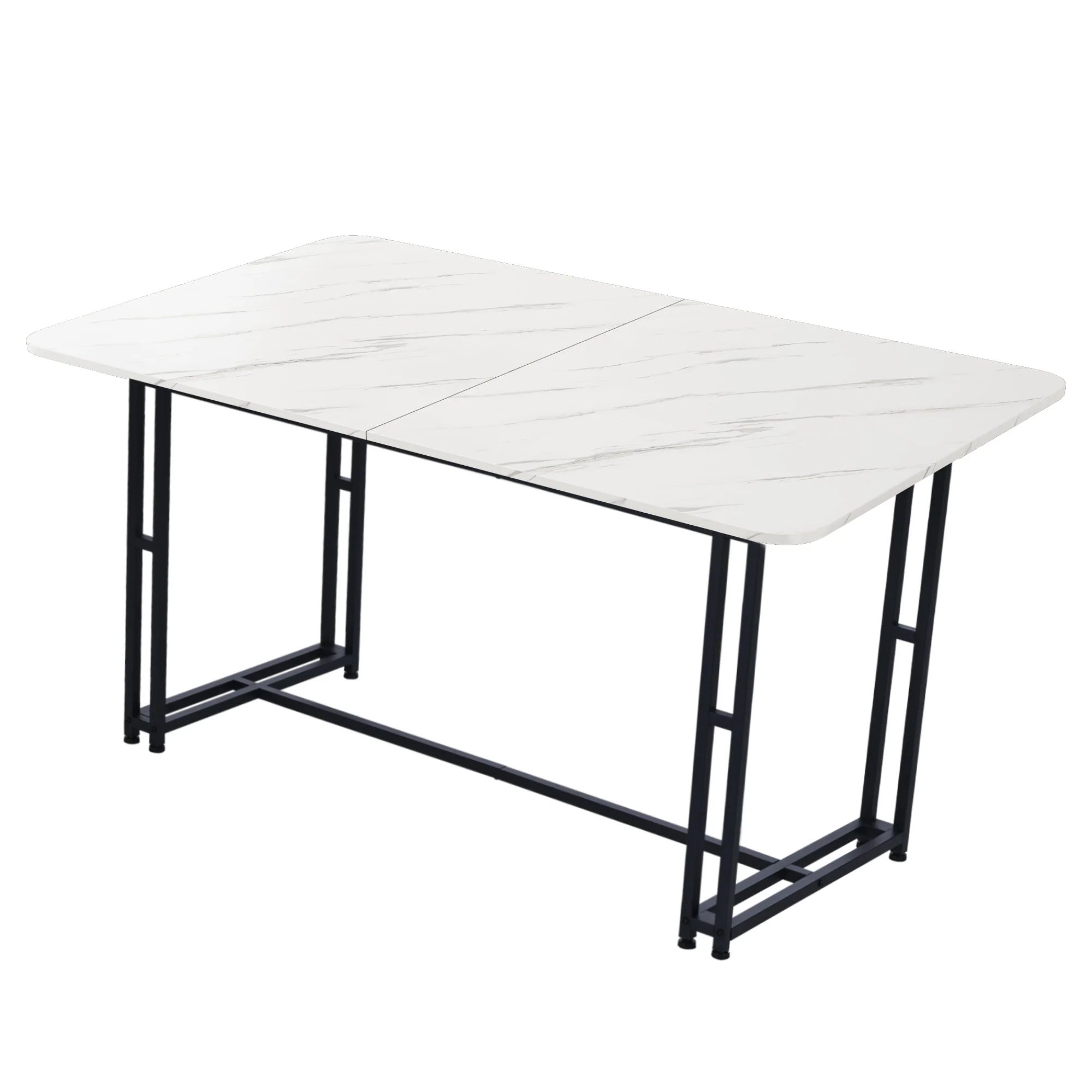Lightweight Luxury Dining Table, 140x80cm Rectangular Metal Frame, Black - Image 8